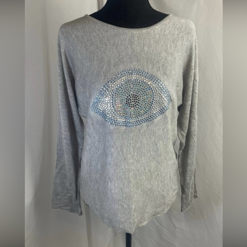 Rachel Zoe Cashmere Blend Crystal Evil Eye Sweater • Size MEDIUM